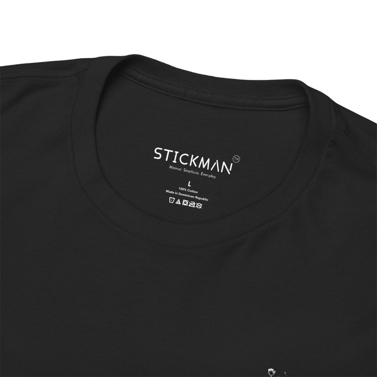 Stickman™ black unisex t-shirt, collar view
