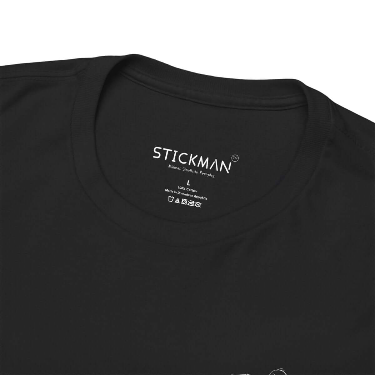 Stickman™ black unisex t-shirt, collar view