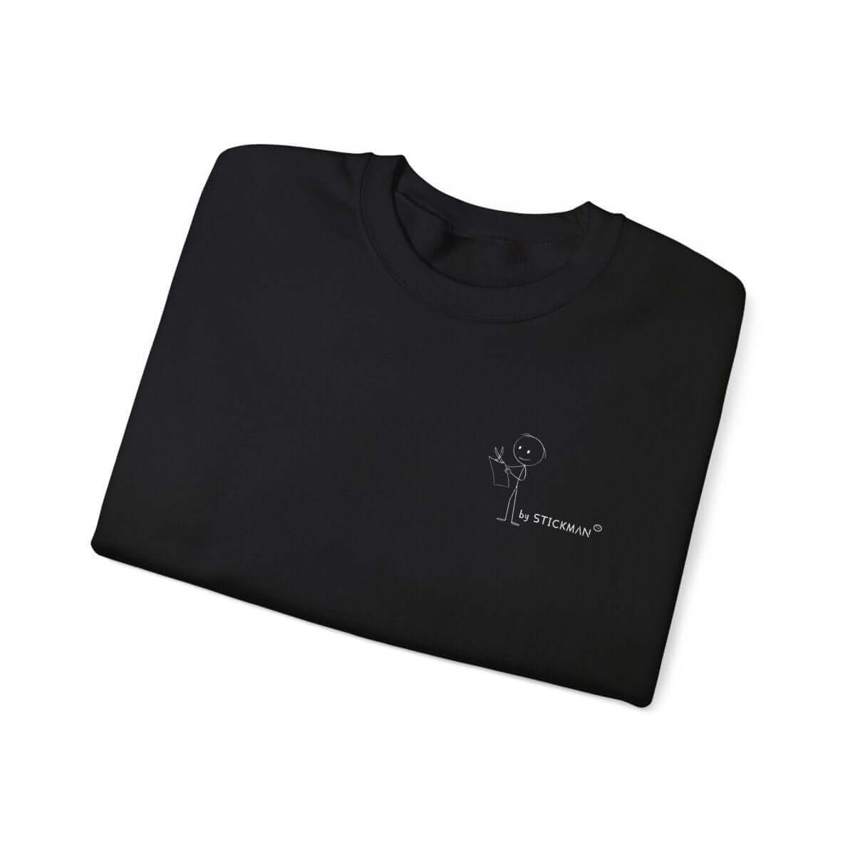 Stickman™ black unisex sweatshirt, fold view