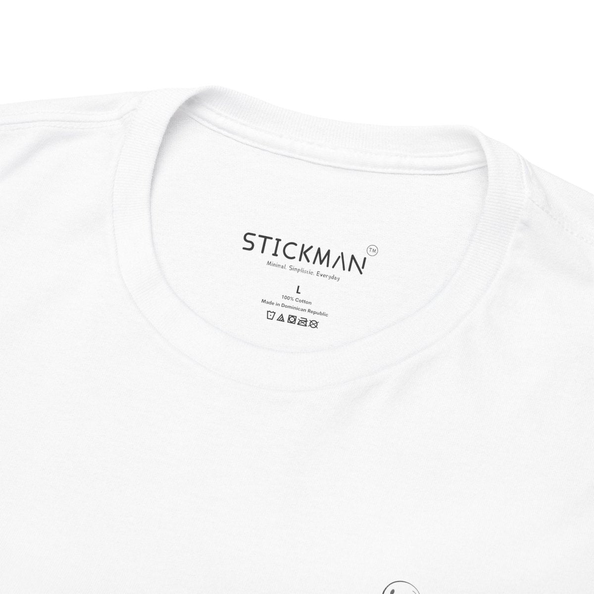 Stickman™ white unisex t-shirt, collar view