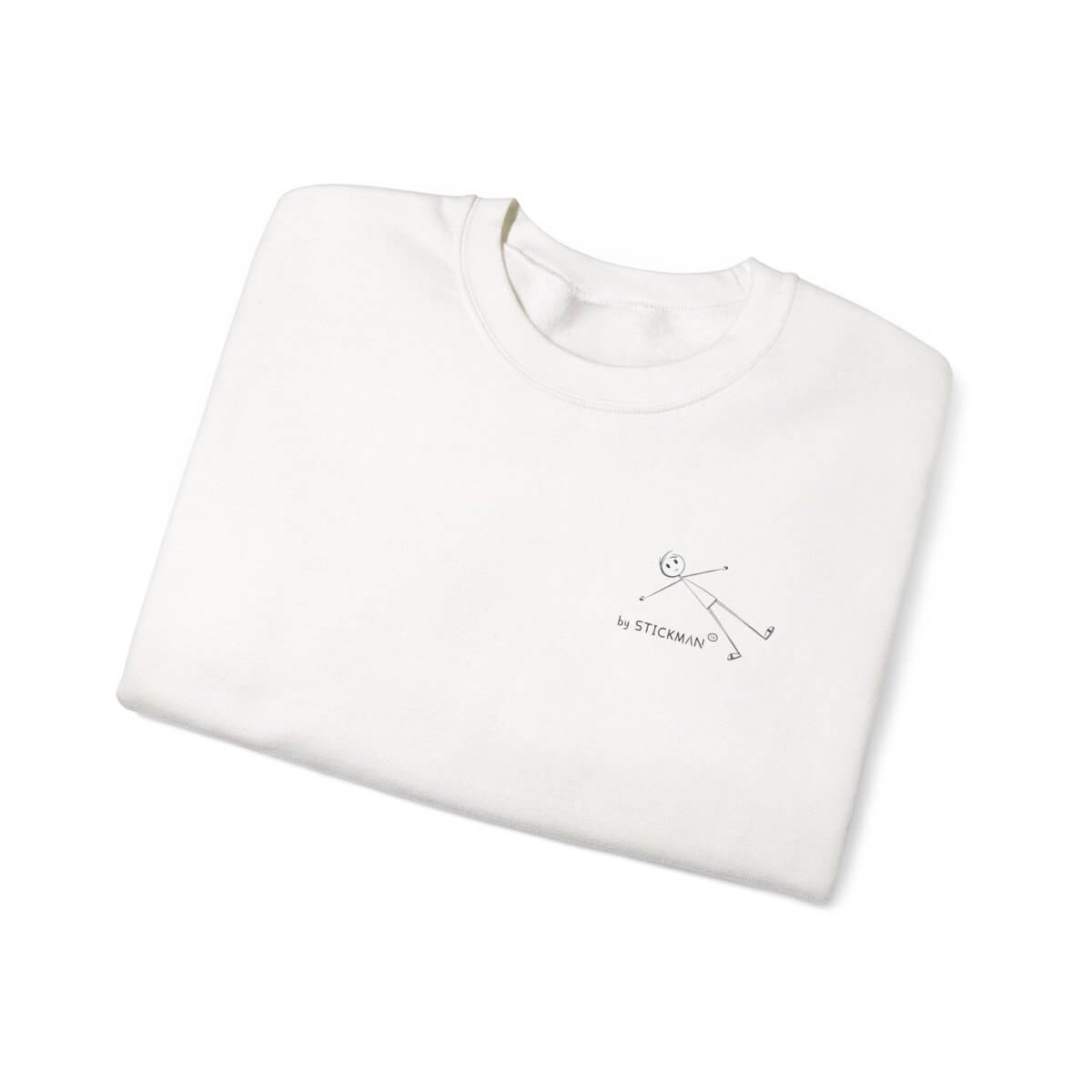 Stickman™ white unisex sweatshirt, fold view