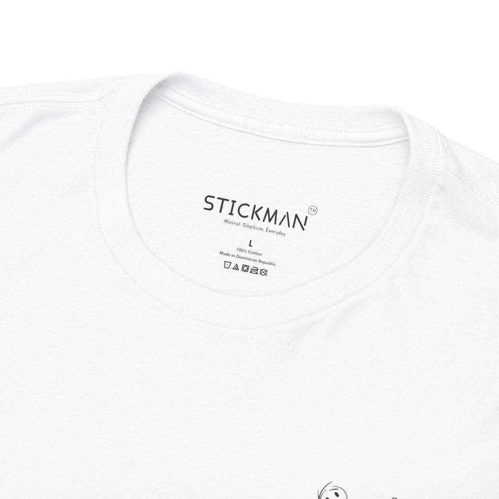 Stickman™ white unisex t-shirt, collar view